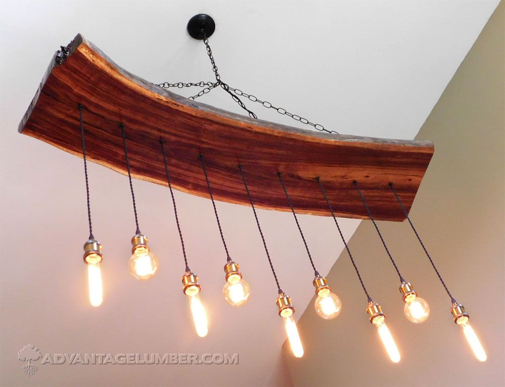 advantagelumber's tweet image. This customer wanted a #vintage #light fixture, but didn’t want to pay thousands of dollars for it. So he made it himself! He used a #monkeypod #liveedge #slab and ended up spending just $350. #DIY