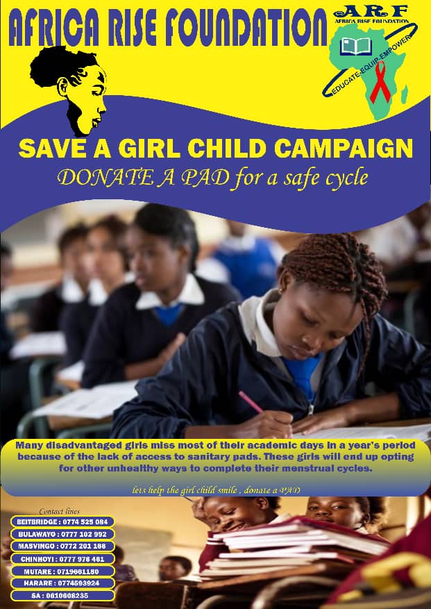 Donate a pad and help a girl child stay in school @PlanZimbabwe @bantu_tech @ZrcsRed @BishowParajuli @helatv_zim @unvzimbabwe @SAYoF_SADC @lilomatic @ZiFMStereo @ZBCNewsonline @NewsDayZimbabwe @thestandardzim @AmandlaBrands @YetTrust @nangozim @GBangidza @YALI_SAfrica @SanitaryZ