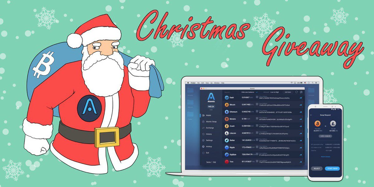 AtomicWallet's tweet image. Happy holidays! We have a Cryptmas surprise for you. Until December 31, we'll randomly #GiveAway 500, 1000, 2000 and 5000 Atomic tokens! $AWC are tradable on IDEX. How to win: follow @AtomicWallet, tag a friend and retweet!
