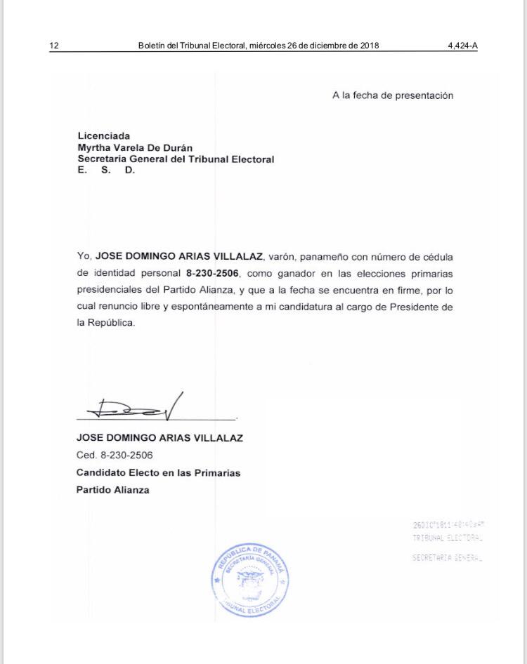 La Prensa Panamá در توییتر "Carta de renuncia de José 
