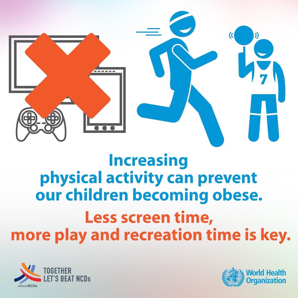 Increasing physical activity can prevent our children becoming obese.

Less screen time, more play &amp; recreation time. #BeActive