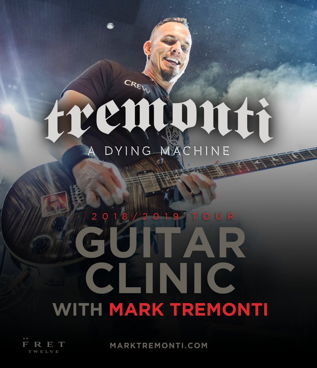 TremontiProject's tweet photo. Just added guitar clinics with Mark to the upcoming US tour with @Sevendust. Limited room for each date, so grab your opportunity to jam with Mark while you can! Purchase at https://t.co/D6RFG4oaV8
#adyingmachine #adyingmachinetour #clinic #meetandgreet #rigtour #jam https://t.co/2Fyo4EuyNz