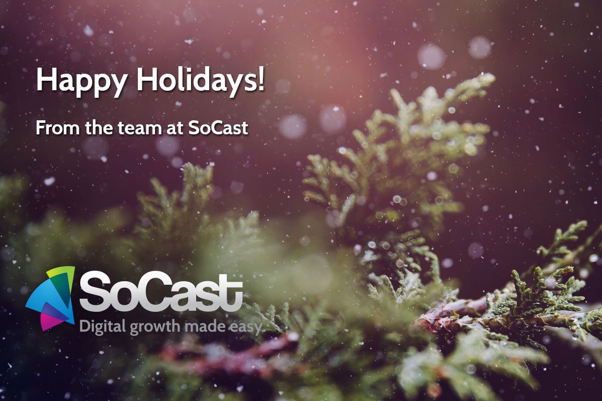 SoCastDigital's tweet photo. Wishing all of our clients, business partners and friends a joyous holiday season with peace &amp; cheer in the New Year!
#seasonsgreetings #happyholidays https://t.co/pJHBVGkJy4