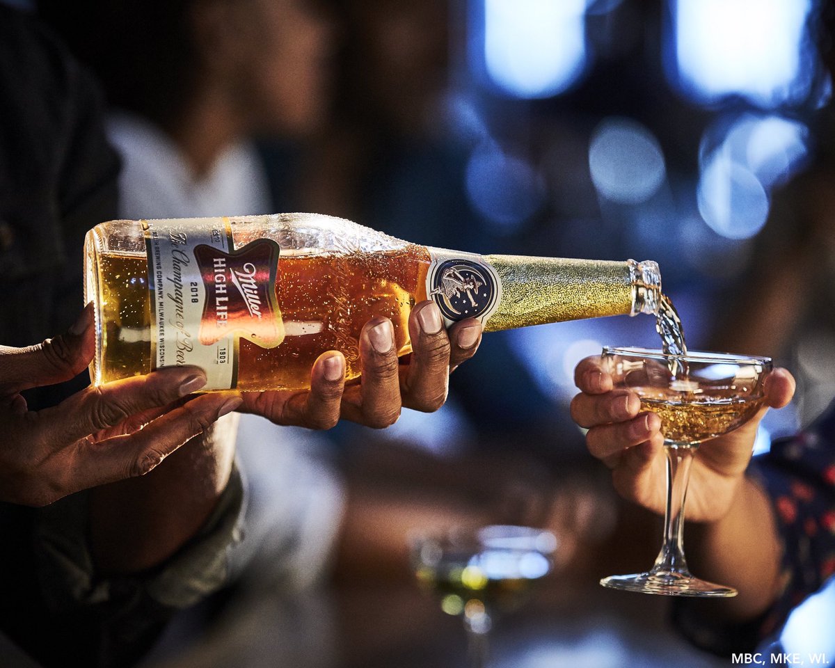 The Champagne of Beers – the perfect pour for your midnight toast. #MillerHighLife
