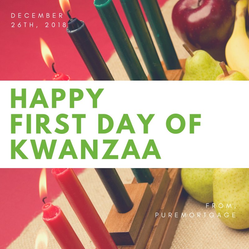 Happy 1st Day of Kwanzaa - From PureMortgage! 
•
Thinking of purchasing a home or refinancing your current home? Book a no-obligation chat with PureMortgage to discuss your mortgage options: qoo.ly/ubbj5 ⎜780-756-7457
•
•
•
#kwanzaa #mortgage