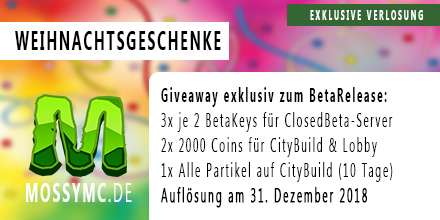 MossyMCNetwork's tweet photo. 🎁 | Weihnachtsverlosung:

Im neuen Jahr startet unsere ClosedBeta auf https://t.co/NQOq0QGHHr.
Bester Anlass für eine "kleine" Weihnachtsverlosung.

× Teilnahmeschluss: 30.12.2018
× Auflösung: 31.12.2018

Aktive Leute werden immer bevorzugt.
Retweets &amp; Likes geben Pluspunkte. https://t.co/lUG6uw2P3H