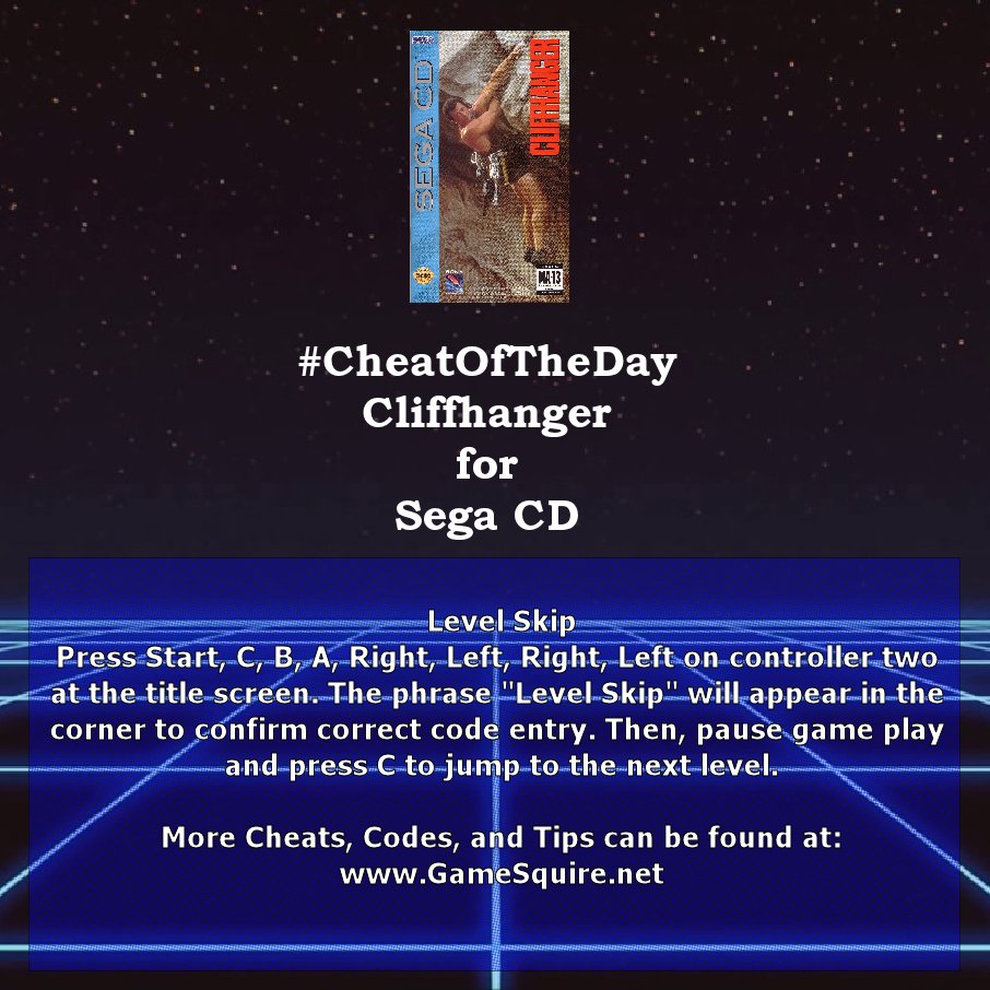 GameSquire's tweet image. #CheatOfTheDay #Cliffhanger #LevelSkip #SegaCD instagram.com/p/Br3B_JklNiA/ #SonyImagesoft #Psygnosis #Spidersoft #MalibuInteractive #SegaMegaCD #Sega #MegaCD #InstaRetroGaming #InstaClassicGaming #Gaming #GamersLife #GamerLife #GamersUnite #RetroCollective #GameCollector #VideoGames