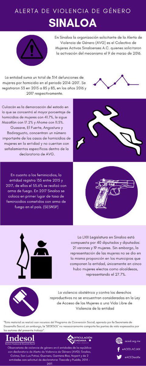 ACEDacMX's tweet image. Compartimos Infografías acerca de la Alerta de Violencia de Género en #SanLuisPotosí #Sinalo #Guerrero
 @Indesol @Cidhal @ONUMujeresMX @ONUMujeres @MarthaTagle @inmujeres @GIRE_mx @GES_Mujer @ObservatorioGE @FlorDessire @analosan @alegarciamorlan @Tanis_Vas @EvaBarrientosZe