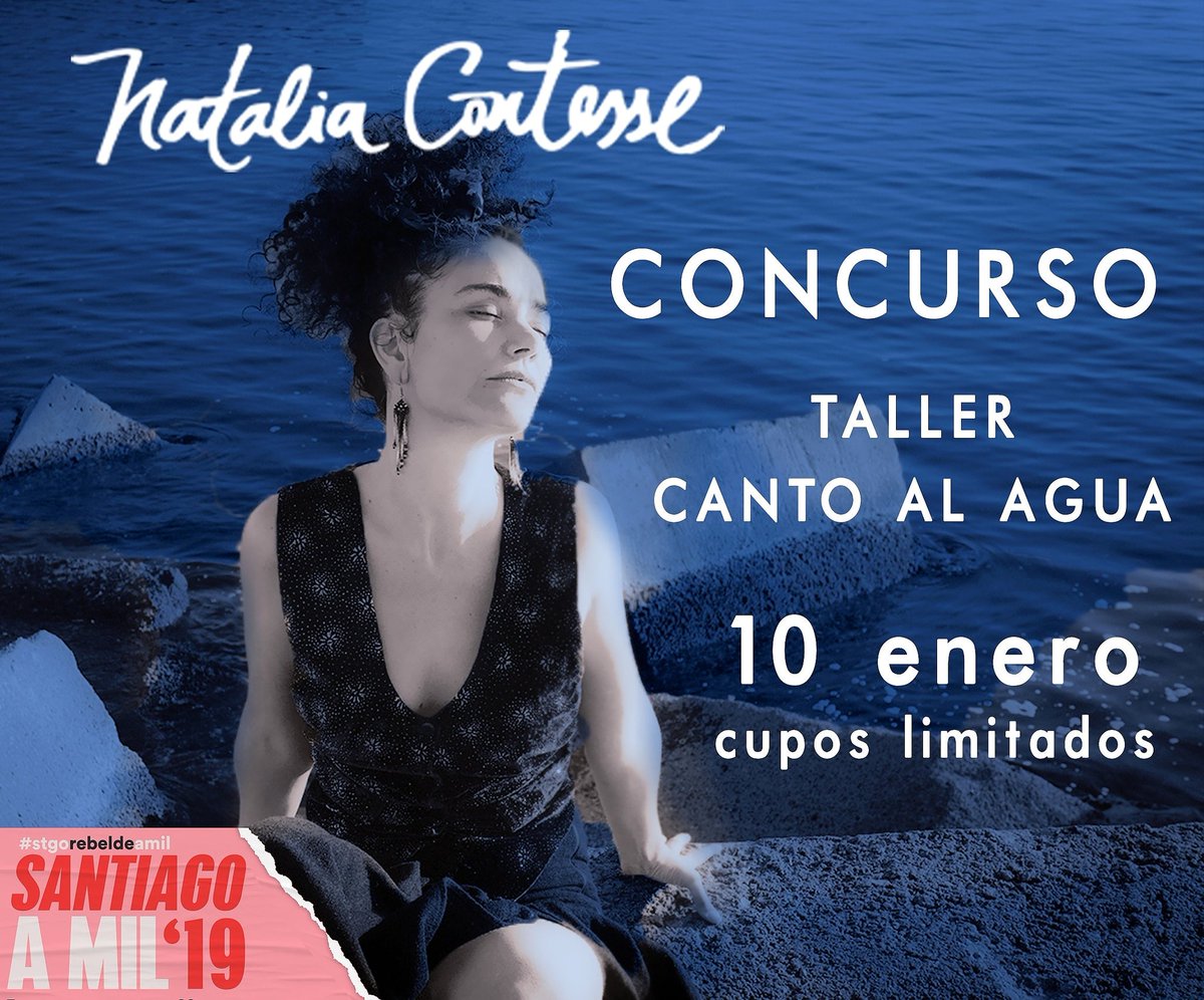 #CONCURSO Quieres a participar junto a Natalia Contesse del taller CANTO AL AGUA a realizarse el 1jueves 10 de enero a las 19:30hrs en <a href="/centroGAM/">Centro GAM</a>? Sólo debes registrarte y ya estarás participando 💧🌨❄🌊 👉goo.gl/9YYoCK #NataliaContesseAgua
