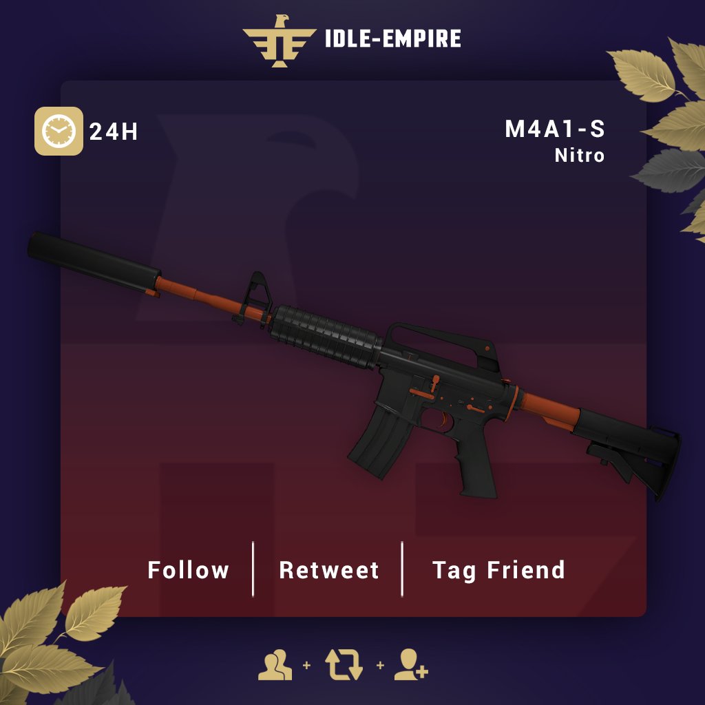 CSGOIdleEmpire's tweet image. M4A1-S | Nitro - Giveaway!  🎁 

Enter now:

✔️  Visit idle-empi.re/2G0IGss                                                               
➡ Retweet this Tweet &amp;amp; Follow us
➡ Tag a friend

Winner will be announced in 24 hours!