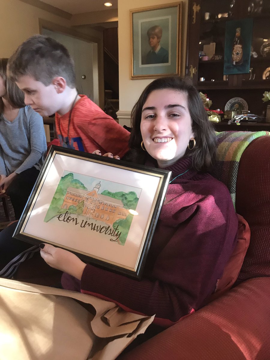 ebaileyham's tweet image. Got some @kimboriginals artwork this Christmas for our new @elonuniversity freshman @lucyham_!