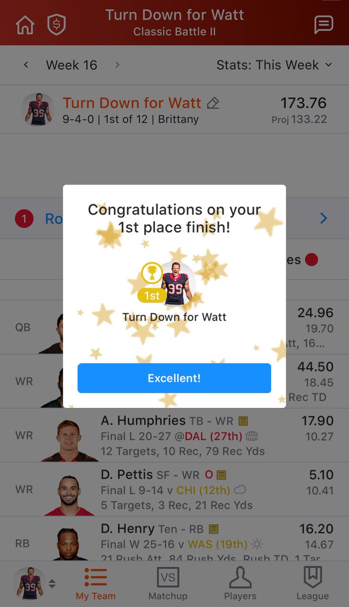 kindamoviesnob's tweet photo. OH HEY time to brag about my number one fantasy football finish 💃🏽 (#PCWB I’m coming for yah 👀) https://t.co/OJTqT0gFmI