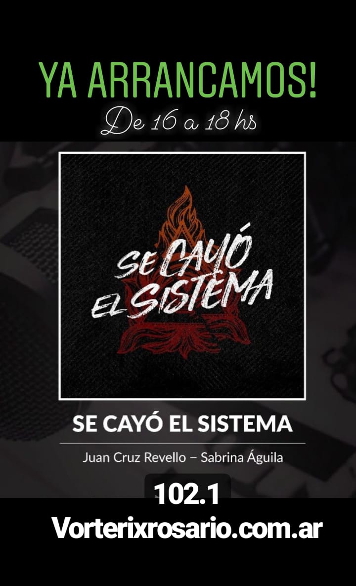 Se está terminando el año pero #SeCayóElSistema sigue al aire, escuchanos hasta las 18hs.

 Comunicate con nosotros al 3416984414 o al 4391112/4391260

🎙️ <a href="/JuanCruzRevello/">Juan Cruz Revello</a> 
🎙️ <a href="/sabri_aguila/">Sabri</a> 

102.1
Vorterixrosario.com.ar