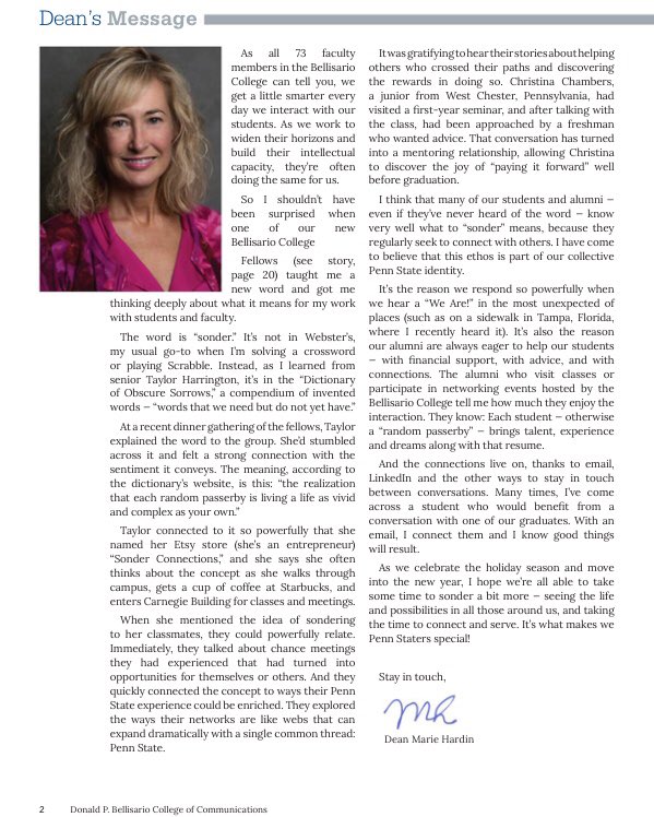Taylor Harrington 🪩 (@heytayhar) on Twitter photo Thank you @mariehardinpsu for the shoutout in the latest addition of the <a href="/PSUBellisario/">Penn State Bellisario College</a> Communicator magazine. So glad the word “sonder” is spreading! #WeAre Thank you @mariehardinpsu for the shoutout in the latest addition of the <a href="/PSUBellisario/">Penn State Bellisario College</a> Communicator magazine. So glad the word “sonder” is spreading! #WeAre
