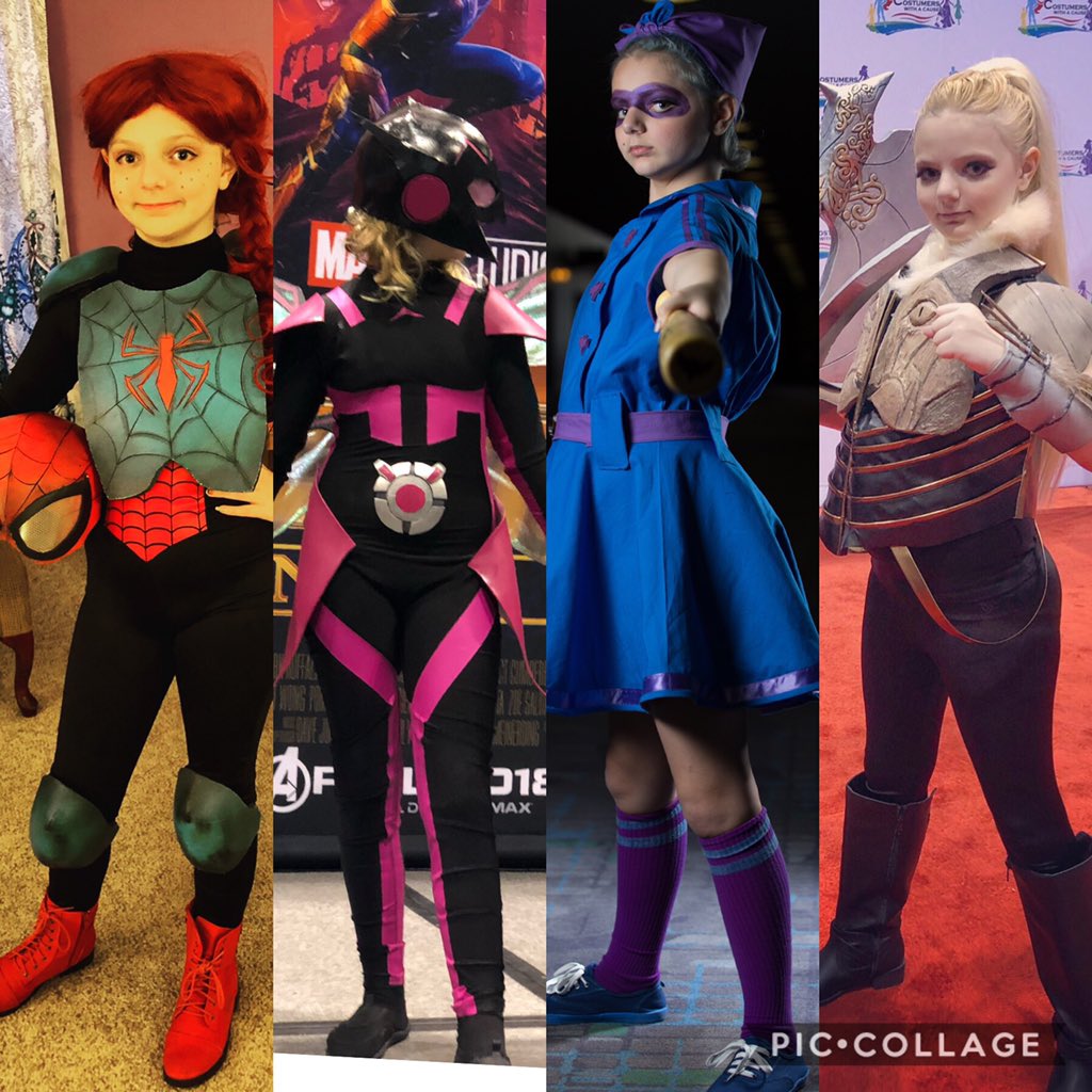 LilHQCosplay's tweet photo. 2018 costumes!  Excited for the three new cosplays in the works!
#spiderling #spiderverse #anniemay #spiderman #renewyourvows #kraven #anakravinoff #villian #fierce #fightlikeagirl #HarperRow #dcbombshells #unstoppablewasp #nadiapym #marveluniverse #HarleyQuinn #hitlikeagirl https://t.co/6OXC2F11X0