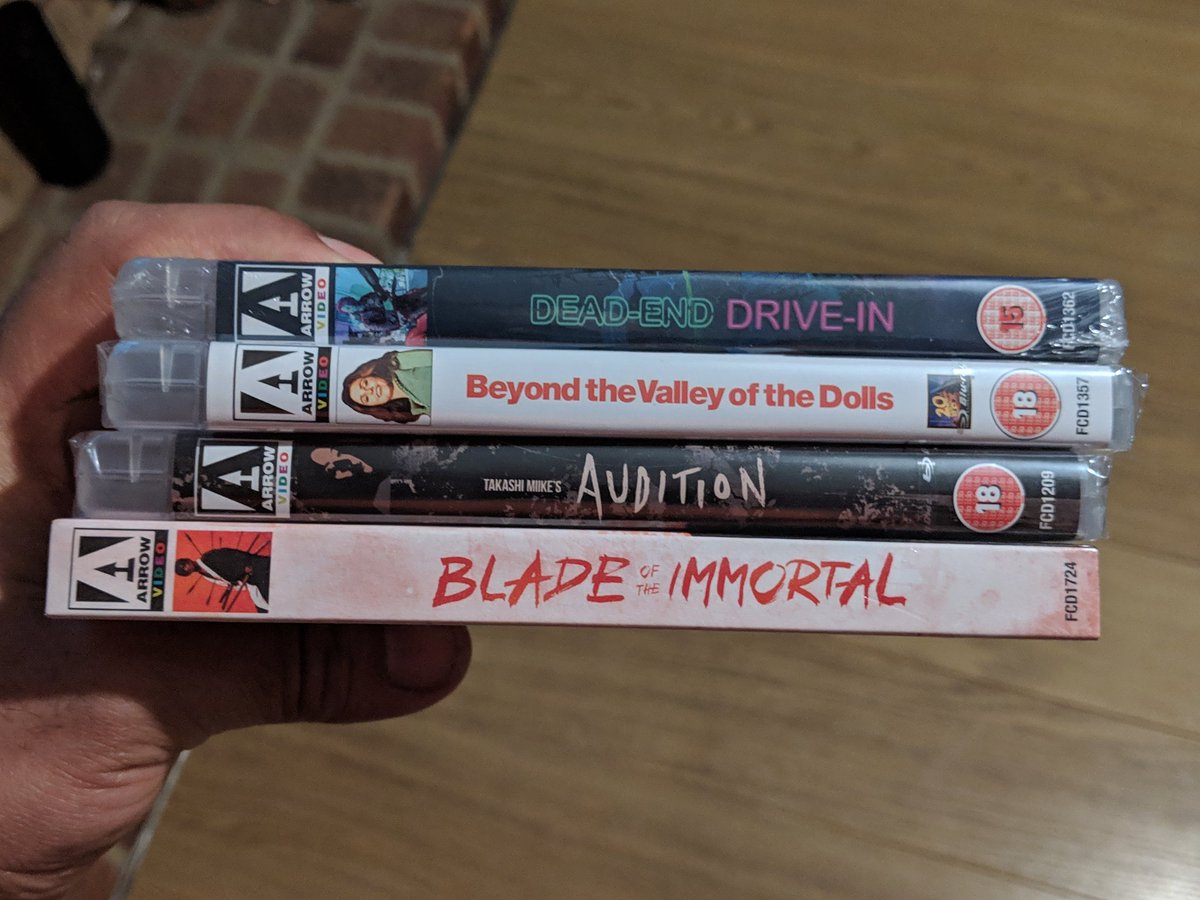 maljutley's tweet image. Late Xmas present to myself...thanks @ArrowFilmsVideo and your sale gets me every time 🙈

#BladeofTheImmortal #DeadEndDriveIn 
#Audition #BeyondTheValleyofTheDolls