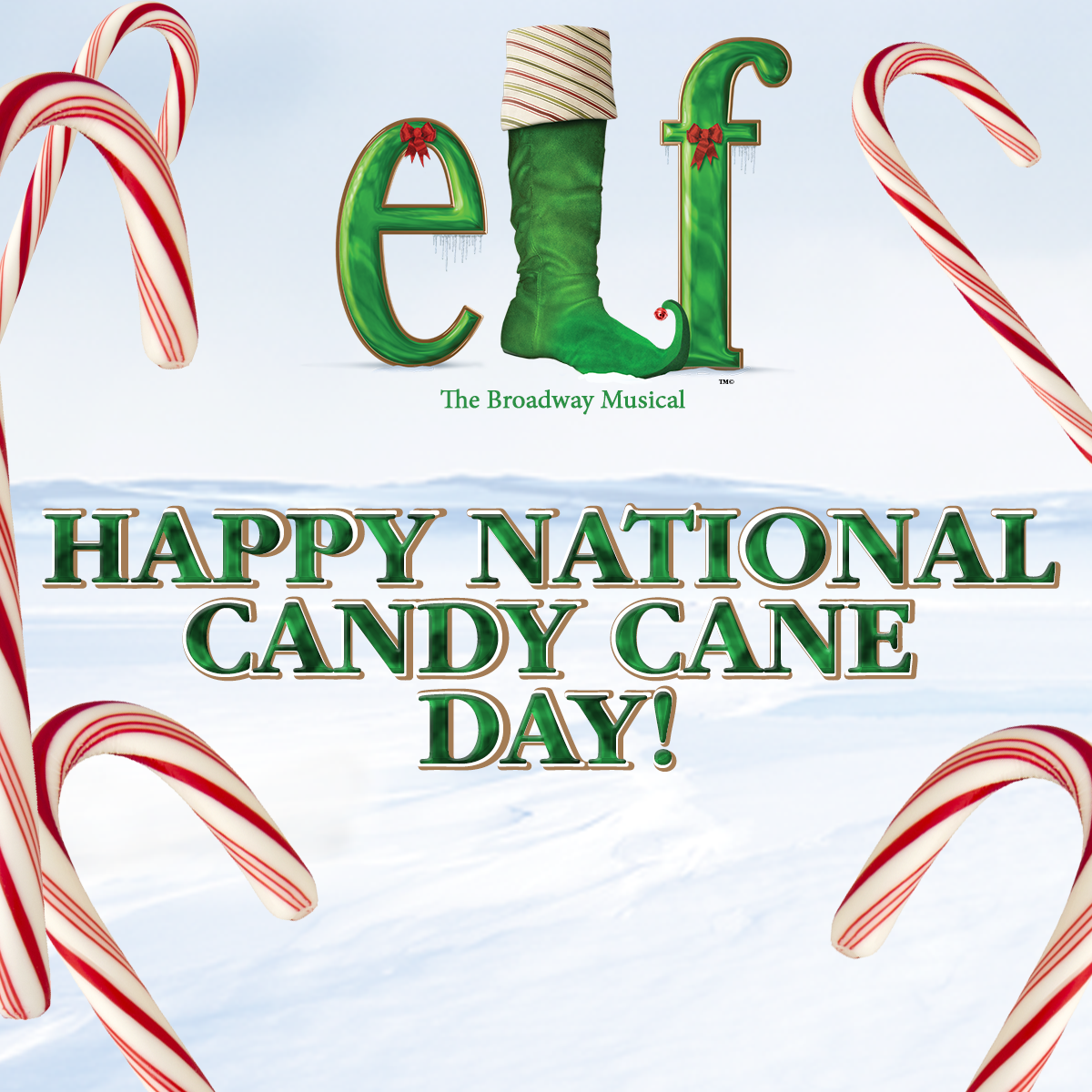 Today we're celebrating one of Buddy's favorite food groups - CANDY CANES! Happy #NationalCandyCaneDay for #ELFtheTour! This is also your FINAL CHANCEto catch #ELFtheMusical in town near you - get tickets at ElfTheMusicalTour.com