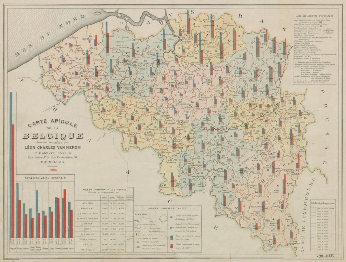 Maarten Lambrechts Carte Apicole De La Belgique Showing The Number Of Beehives In 1866 Blue Vs 10 Red Cc Moritz Stefaner