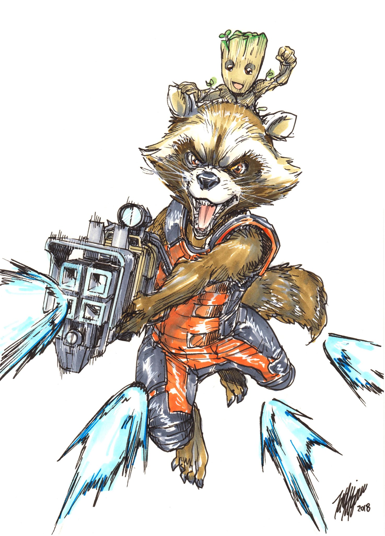 Rocket raccoon with baby 2025 groot pop