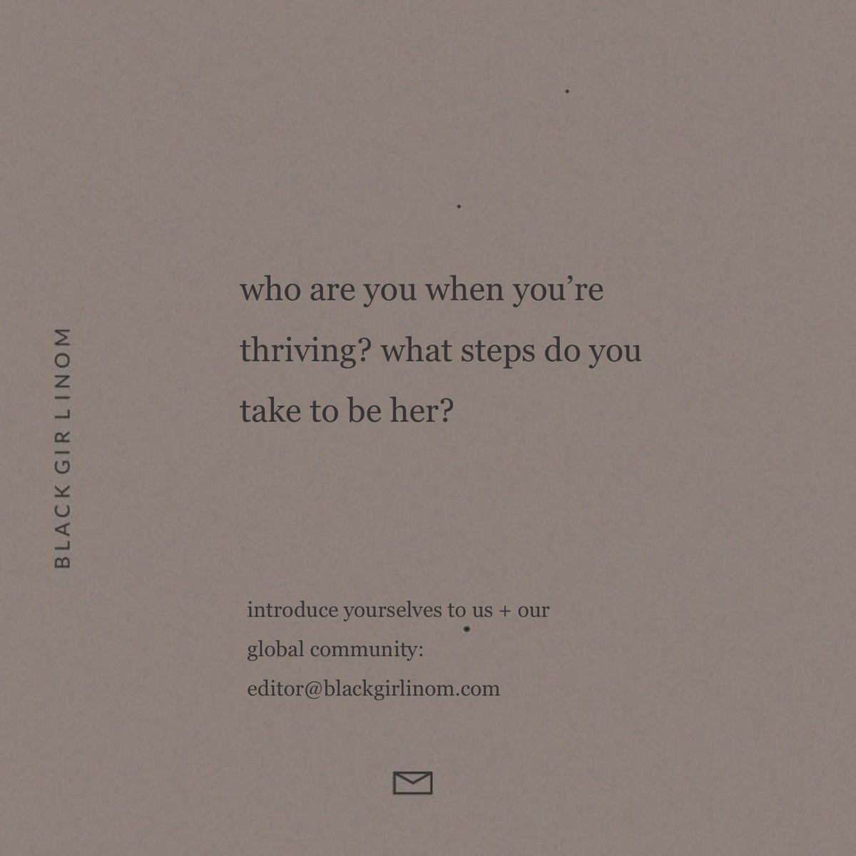 blackgirlinom's tweet image. Pitch your answers to be featured on Om, our online publication 🌟  

Send submissions to editor[at]blackgirlinom.com 
#BGIO