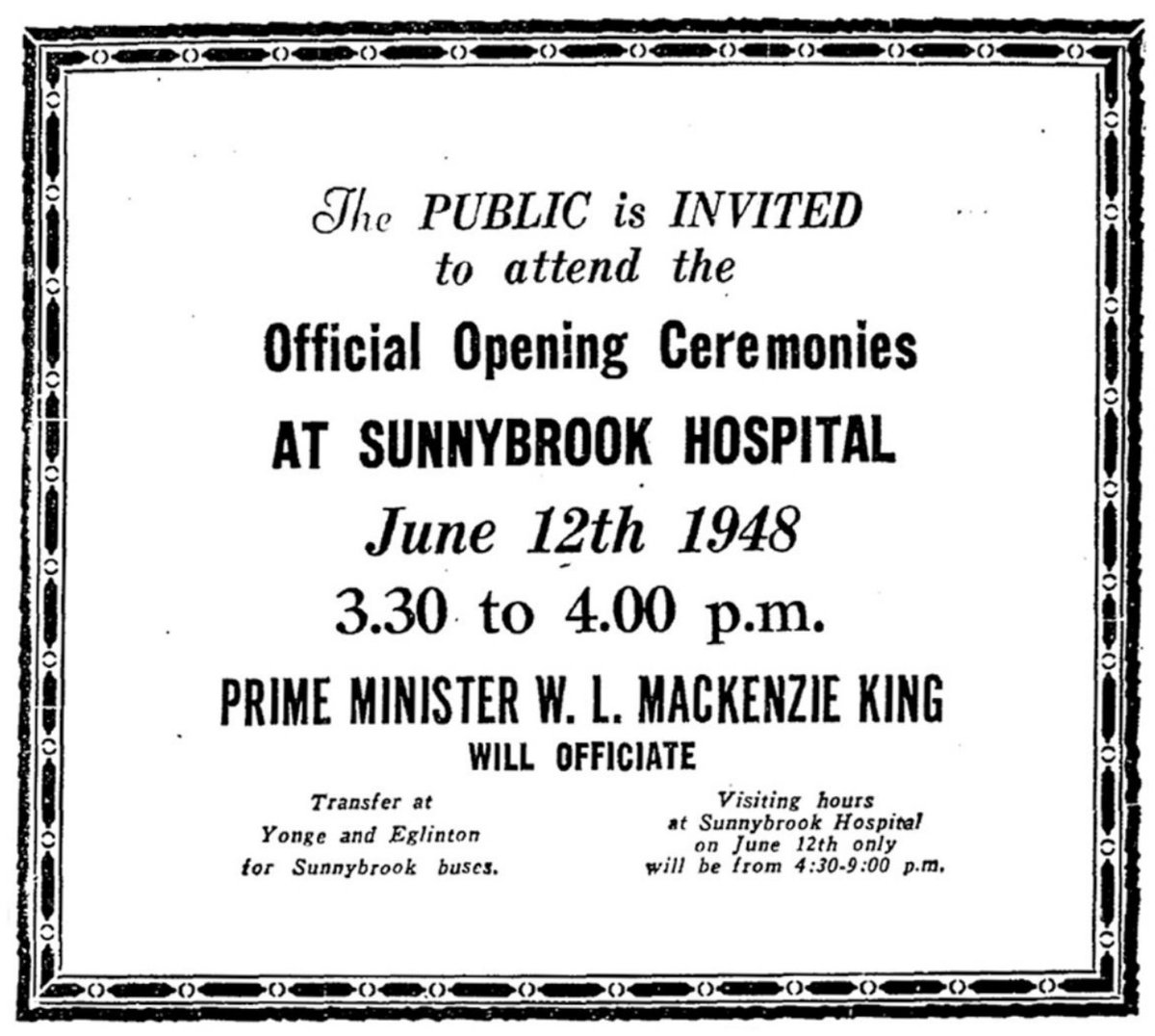 Sunnybrook official opening invitation