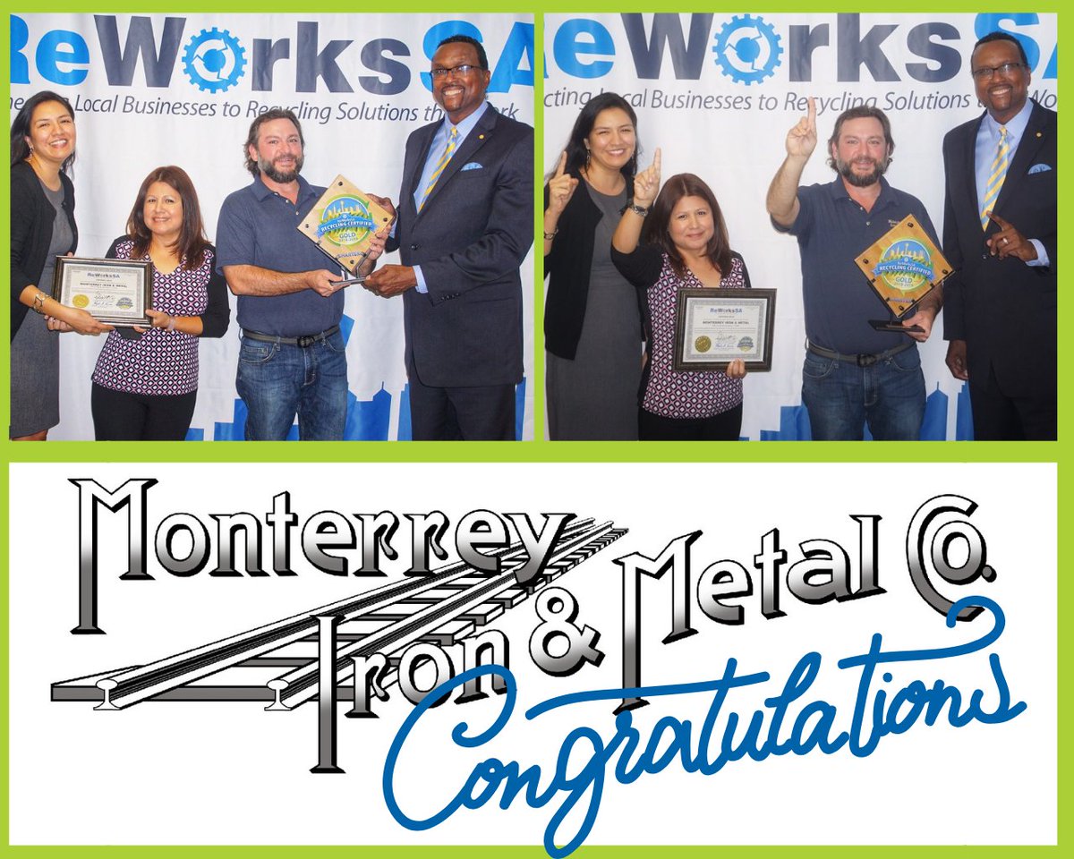 ReWorksSA's tweet photo. Congratulations to Monterrey Iron & Metal on achieving the #ReWorksSAGold Recycling Certification! Apply for yours at https://t.co/6ULuMF4ieg! #RecycleAtWorkSA https://t.co/v7fxLrjPOU