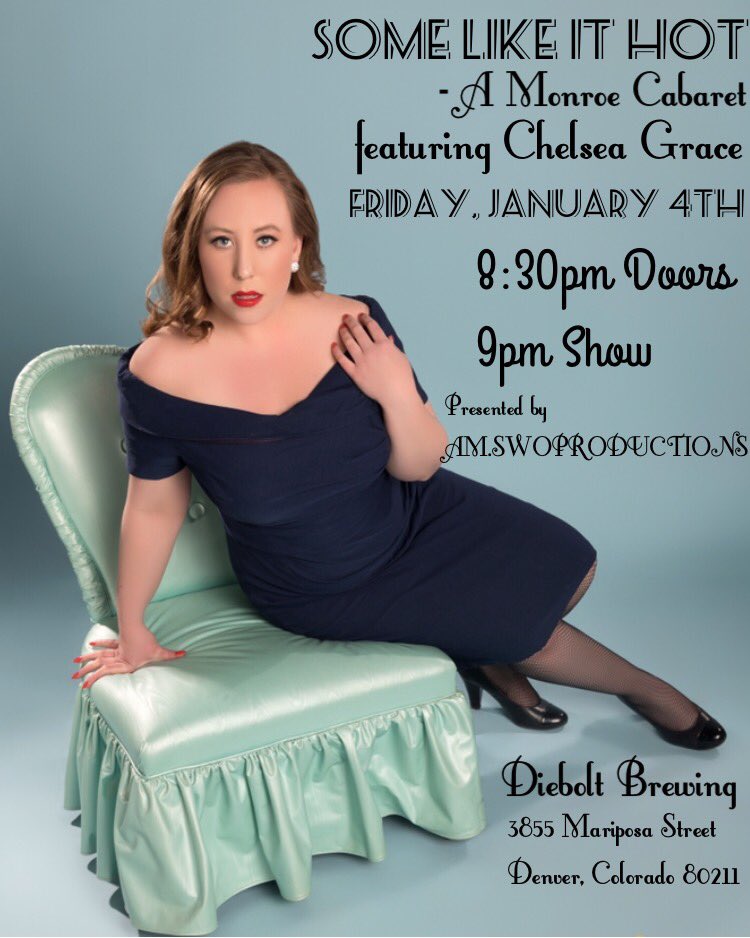 IAMChelseaGrace's tweet photo. A little over a week away from my NEXT PERFORMANCE! Let us entertain you...😘 #somelikeithot #cabaret #denver #coloradoentertainment #dieboltbrewing #events #show #coloradoentertainers #vocalist #musician #drag #variety #supportthearts #performingarts #alittlenightmusic #beer https://t.co/gaHLbTlOUL