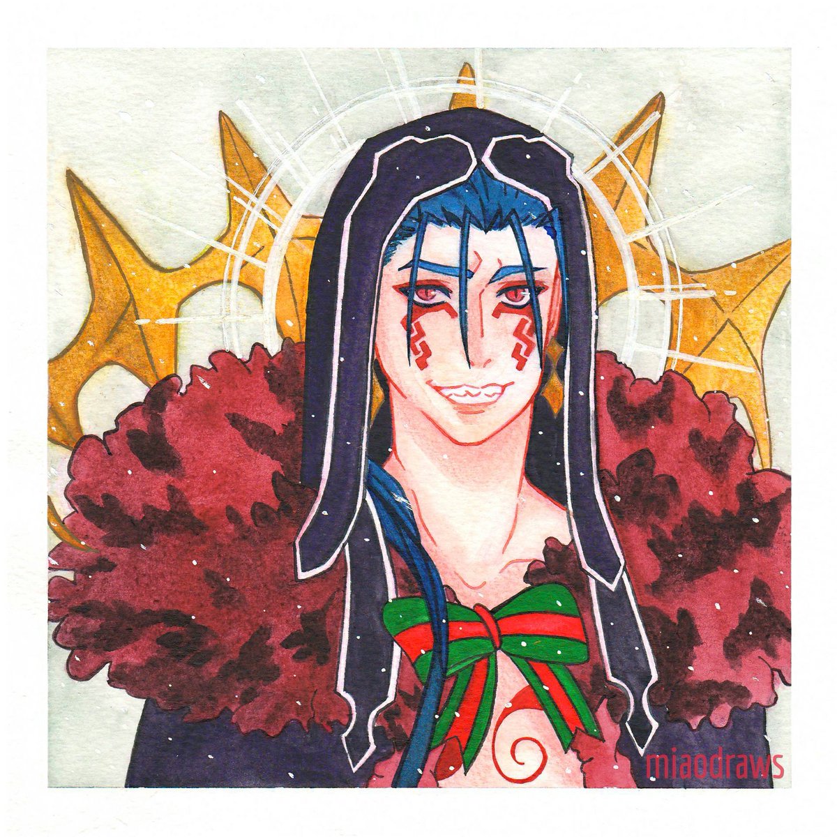 miaodraws's tweet photo. Happy Holidays @Kanarasuno! (°◡°♡)
Here is a Cu Alter Santa! But maybe he should have been a Santa Lily? 😅 I drew this traditionally so I hope the colours don't look too bad! I really hope you like it ^^ #FateSS2018 https://t.co/KdCLdhMCdT