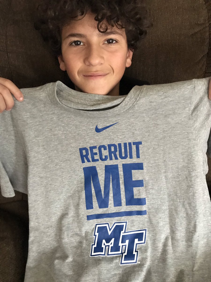 SJ_3714's tweet photo. My older son (freshman at MTSU) got his younger baseball playing brother this shirt for Christmas! #futureblueraider #mtsubaseball #recruitme https://t.co/KpGZIgh0Uq