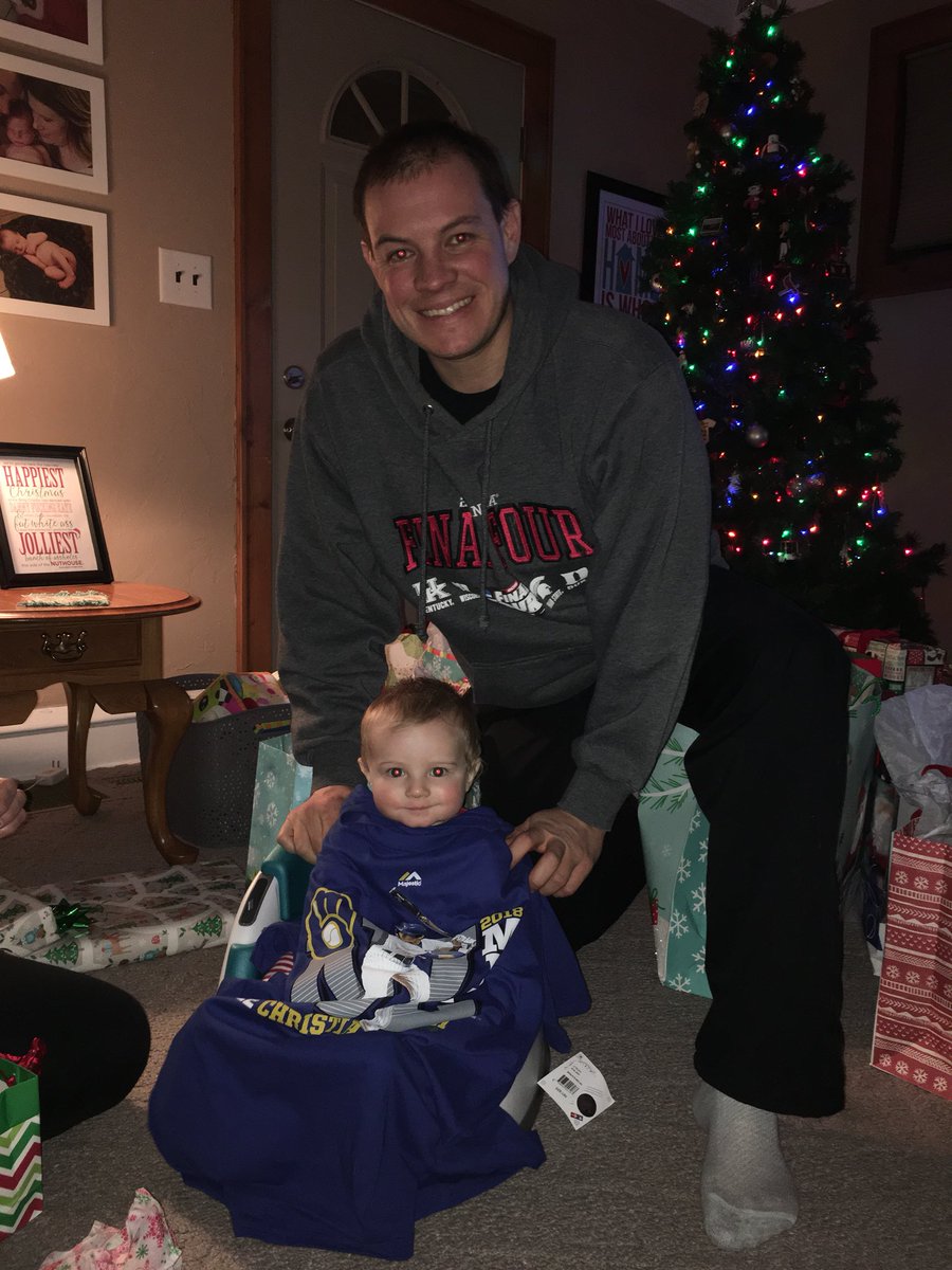 Jarod Meyer (@jaromeyer) on Twitter photo A great 1st Christmas for Trey as he looks good in a <a href="/ChristianYelich/">Christian Yelich</a> MVP t-shirt! <a href="/Brewers/">Milwaukee Brewers</a> <a href="/SophiaMinnaert/">Sophia Minnaert</a> <a href="/BAndersonPxP/">Brian Anderson</a> A great 1st Christmas for Trey as he looks good in a <a href="/ChristianYelich/">Christian Yelich</a> MVP t-shirt! <a href="/Brewers/">Milwaukee Brewers</a> <a href="/SophiaMinnaert/">Sophia Minnaert</a> <a href="/BAndersonPxP/">Brian Anderson</a>
