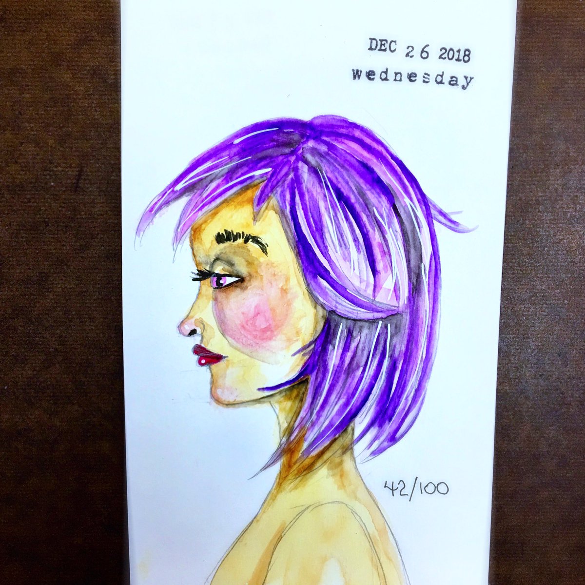 anniebluesky's tweet photo. 42/100 #100funfabfaces #awesomeartschool #watercolor #artjournal @karencampbellartist https://t.co/a8YJePrrpN