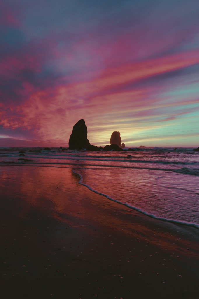 finally saw cannon beach and the sky exploded