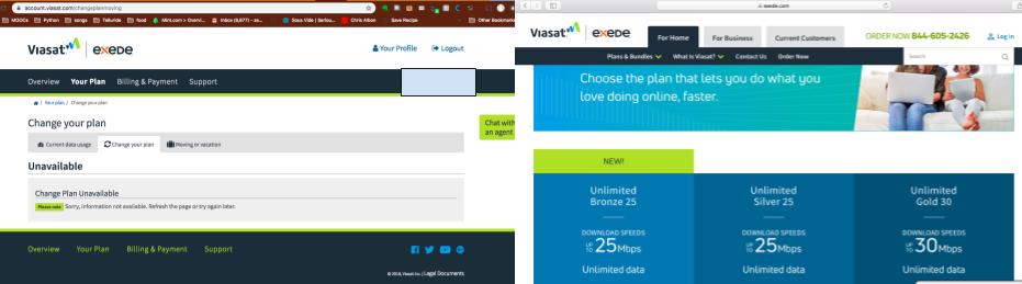 Aschlfod's tweet photo. @FCC have a look at @ViasatInc for unethical price discrimination. Despite huge improvements in speed, unlimited data, and big price cuts, existing customers continue to pay exorbitant rates for subpar service. Can only view new services when logged out. https://t.co/koZaelTmoz