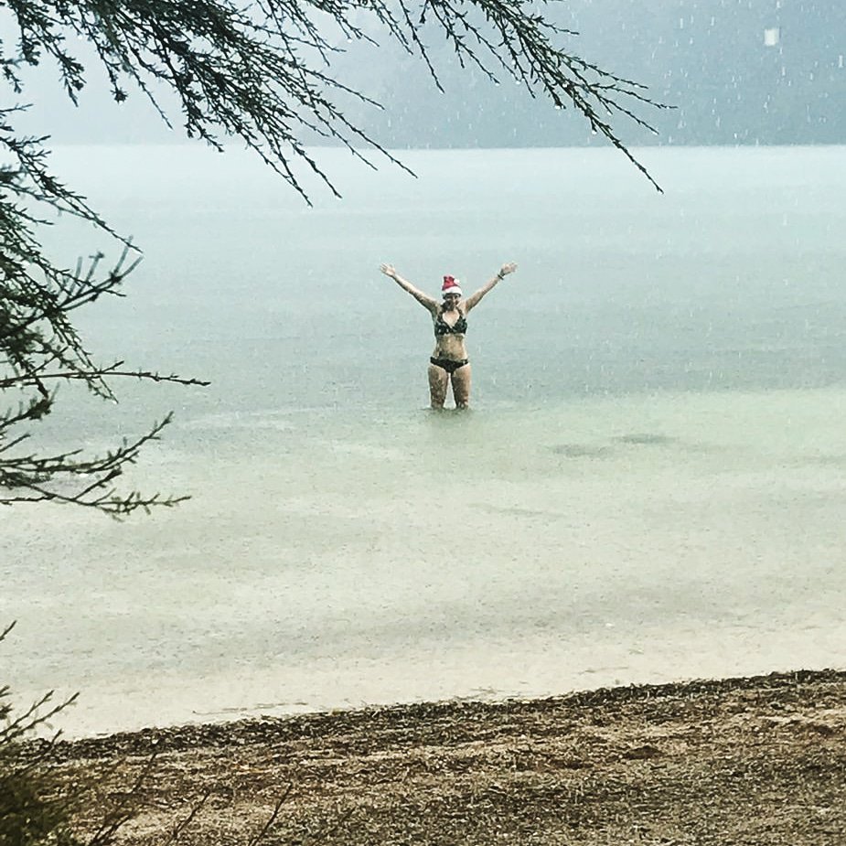 faye_whelan4's tweet photo. Christmas Day swim in New Zealand.... in the rain!! #newzealand #backpacking #wildswimming https://t.co/EPjFd2mkq5