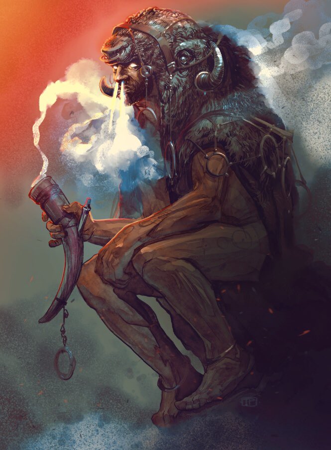 taraiphillips's tweet photo. Fun, loose little character design of a shaman type character. Sort of a dream-vision kind of thing going on. I included some process shots and a detail image too for those interested. https://t.co/jnz10iickb