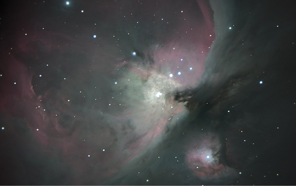 astrisSA's tweet photo. Orion Nebula taken last night. Managed to set up last night after weeks of cloud and work getting in the way.  #astrophotography #Astronomy #nebula #m42 https://t.co/r4ukdCAXsI