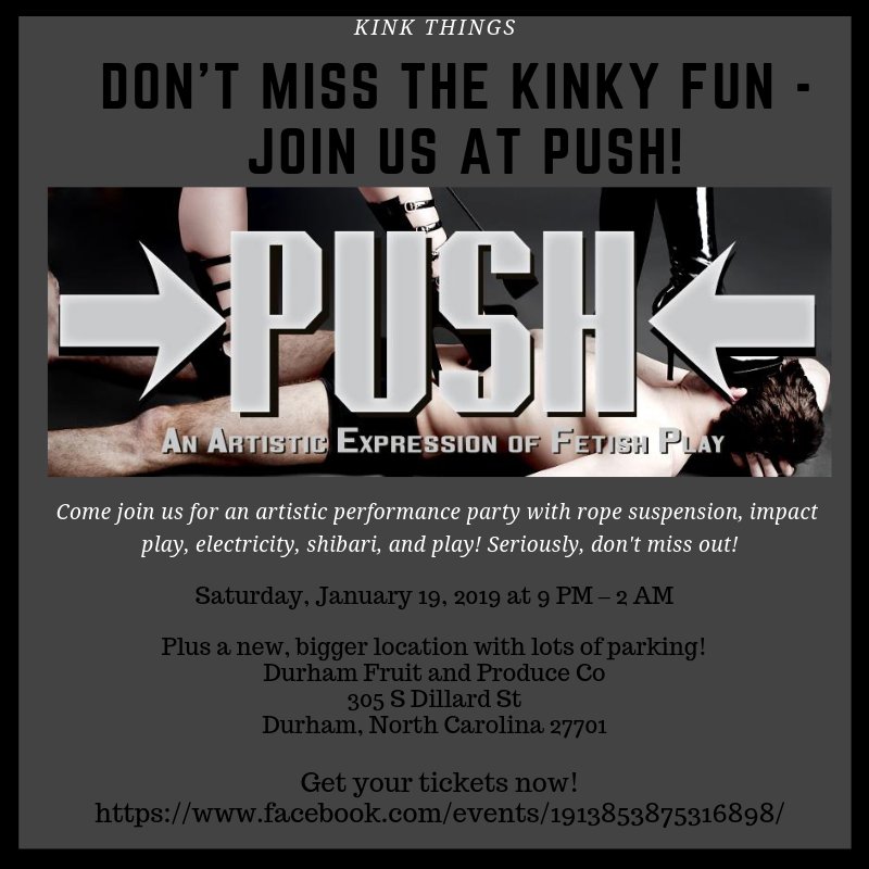 kinkthings's tweet photo. Mid Atlantic Types- don't miss out! Join us at PUSH on January 19th for all sorts of fun #pushultimatefetish #bdsm #fetish #shibari  https://t.co/Sgw8WjsNJp https://t.co/MpkWv1lbRx