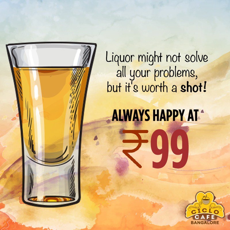 ciclocafe's tweet photo. Be it Flaming or a Bomb, shots are best enjoyed in a group. Come by with your gang to down some drinks, starting at Rs. 99, only at Ciclo Cafe.
#CicloCafe #AlwaysHappyat99 #BangaloreMenu #Revisedmenu #Bangalore https://t.co/fOnGO7Qdf2