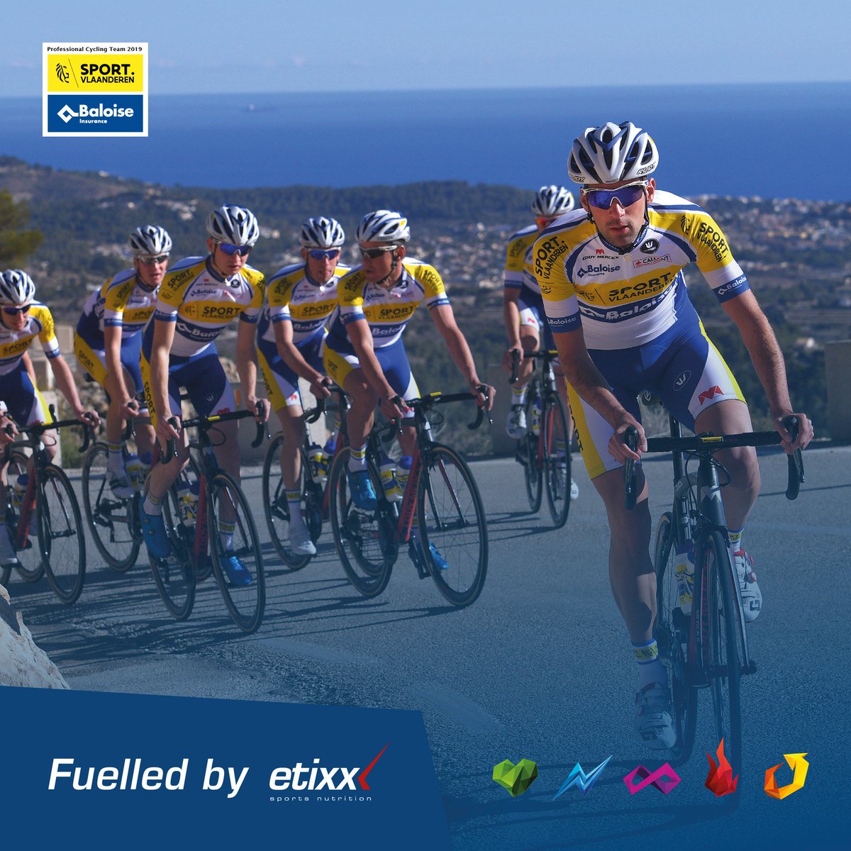EtixxBENELUX's tweet photo. Met trots kunnen we aan de start van het nieuwe jaar ons nieuw partnership met het Pro Continentale wielerteam Sport Vlaanderen - Baloise bekendmaken.

Het logo van Etixx zal de komende seizoenen zichtbaar zijn in het peloton op de wieleroutfit van de renners. #FuelledByEtixx https://t.co/NgAXBRYMYn