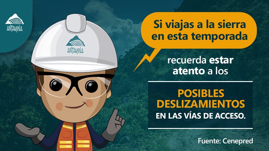 Antamina_Peru's tweet photo. Sigue este consejo de #Antito para prevenir los imprevistos en tu viaje. 😉 https://t.co/X6FhaI0KGR