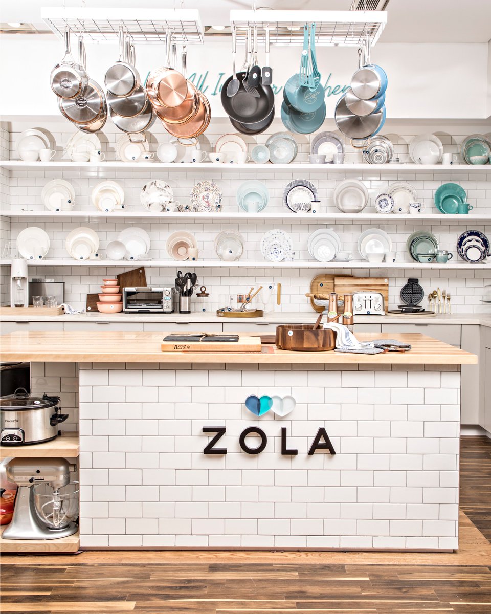 Zola's tweet image. Our wedding planning paradise is finally here! Stop by our new NYC location where you and yours can plan your entire wedding and register in under an hour (really!) See here for more info (and to book your appointment). Can’t wait to see you there! bit.ly/2F5FM56