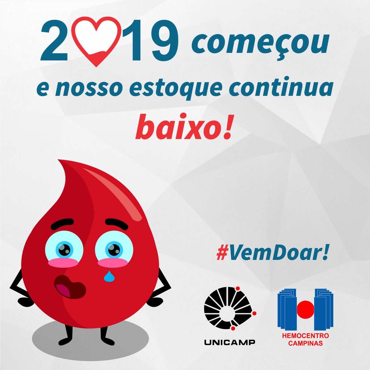 HemoUnicamp's tweet photo. As festas já acabaram e nossos estoques continuam precisando de vocês! Aproveite esse mês de Janeiro para #Doar! Você que é da #RMC, compartilhe! Marque seus amigos e compareça! 
Confira nossos horários de funcionamento e locais de doação no site https://t.co/4IK7pn3xU6 https://t.co/y7kq4RMeNG