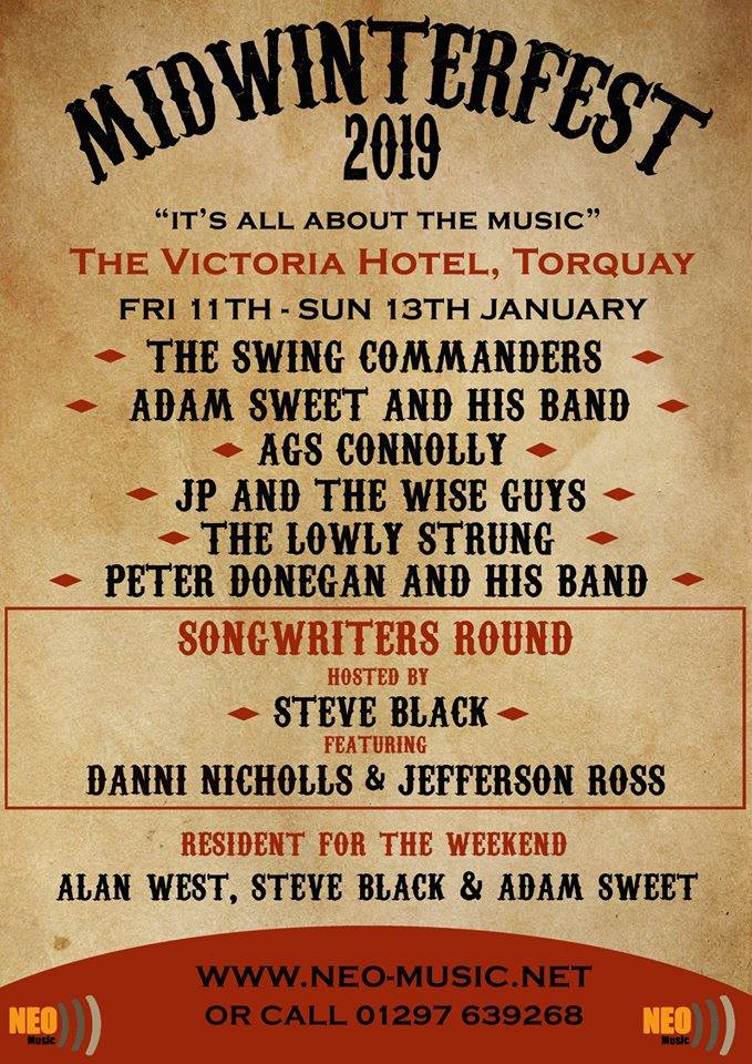 adamsweetweets's tweet photo. Just over a week to go until the annual Midwinterfest in Torquay! I'll be resident for the weekend playing alongside Alan West & Steve Black and also bringing my band along for a set on the Friday night. Only a couple rooms left - call 01297 639268 to book! #midwinterfest https://t.co/D6H3T7RsRl