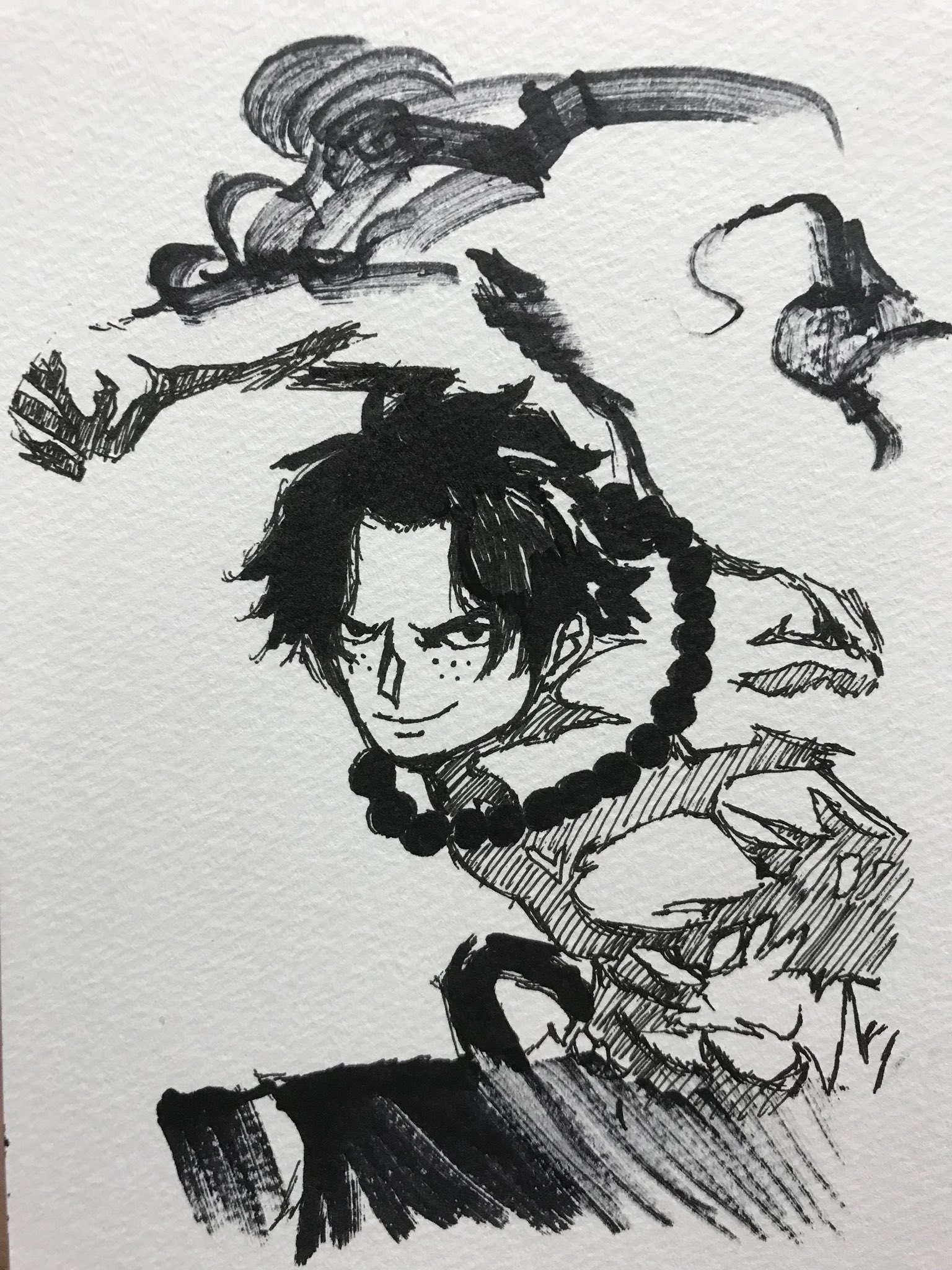 ぼん Ar Twitter ワンピースよりエースを 一発描きで描きました 一発描きってライブ感みたいなのが 出てカッコいいですよね 描いてみた 絵 イラスト ワンピース エース T Co Eb652pm1hw Twitter