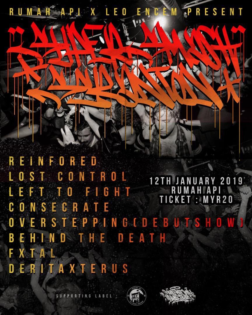 ITS NEXT WEEK GUYS!! COME DOWN AND SHOW LOVE HOMIE. LETS GET BUCK BOIS AND GURLS 😎🤘🏼@reinforcedkxv <a href="/LostControlMY/">Lost Control</a> <a href="/LeftToFightHC/">LEFT TO FIGHT</a> @hcconsecrate @BehindtheDeath <a href="/FXTALband/">Fxtal a.k.a Forever Againts Them All</a> #DeritaxTerus