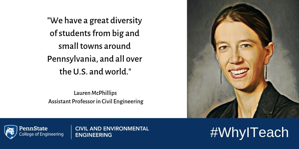 PennStateCEE's tweet image. "Teaching is analogous to coaching- expose my students to some fundamental skills, give them a little practice using them, and send them off into the game," says Lauren McPhillips, assistant professor of civil engineering. Learn more: bit.ly/2Un3bDm #WhyITeach