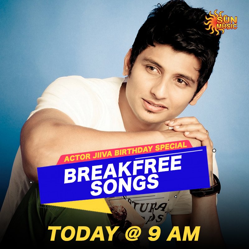 Tune-in to watch Actor Jiiva's Birthday Special Hits on #BreakfreeSongs @ 9 AM. #HBDJIIVA #HappyBirthdayJiiva  #SunMusic