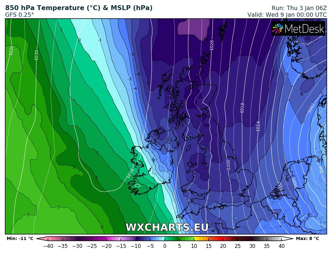 snowwatchGB's tweet photo. The models have started to show a northerly to occur through next Tuesday and Wednesday. This will result in cold air sinking southwards and the risk of snow flurries or wintry showers increase but these are likely to be limited to the east and northeast. (1/2) https://t.co/SJ7RnZZXF2