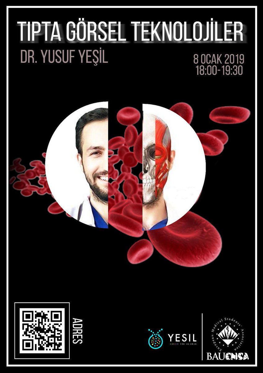 Yepyeni bir etkinlikle karşınızdayız.🤗 
8 Ocak 2019 tarihinde Dr. Yusuf Yeşil ile beraber, kendi kurmuş olduğu Yesil Science’ı ziyaret edeceğiz. Kendisi Tıpta Görsel Teknolojiler konulu bir workshop verecek bizlere. EMSA mavisiyle kalın. 💙 🐢