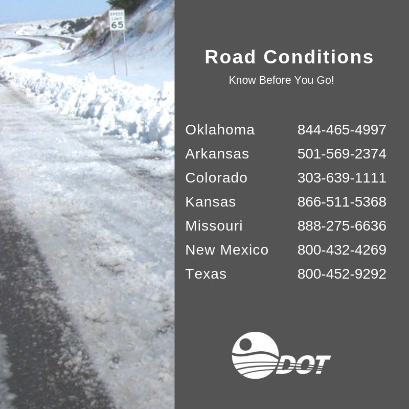Oklahoma Department Of Transportation On Twitter Winter Travel Check Road Conditions In Oklahoma And Surrounding States Before Traveling For Oklahoma Conditions